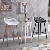 IDIMEX Lot de 2 tabourets de Bar IREK Chaise Haute pour Cuisine ou comptoir au Design Retro avec accoudoirs, en Plastique et métal Noirs, Hauteur d'assise 75 cm