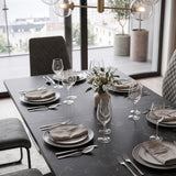 B&D home Table à manger LARS, extensible 120-160 x 80 cm, 4-6 personnes Table de cuisine Table en bois avec structure en croix noir pour cuisine, salle à manger, design industriel moderne, marbre-noir