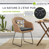 Juskys Ensemble de 2 fauteuils en Osier Cody avec Coussins - chaises en rotin d'intérieur et d'extérieur - Chaise pouvant Supporter jusqu'à 100 kg - chaises en rotin Modernes - chaises Naturelles
