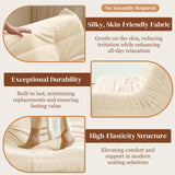 Gazecaia Canapé causeuse au coin du feu. Pouf poire moderne en tissu de lin en microfibre de qualité supérieure, canapé Togo, canapé d'angle pour salon, chambre à coucher, salon, bureau, beige