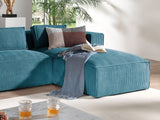 Lisa Design - Canapé d'angle Droit - Stella en Velours Côtelé - Sofa Bleu Canard 4 Places - Salon
