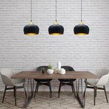 bamyum Lot de 3 Suspension Luminaire Moderne en Metal, Lustre Salle à Manger Ronde de 30 cm, Lustre Cuisine E27 en Métal, Plafonnier, Lampe pour Chambre, Salon, Couloir, Noir