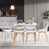 LafeuR Lot de 6 chaises de jardin avec table rectangulaire 110 x 70 cm, pour terrasse, balcon, salon de jardin pour 6 personnes (table à manger blanche + 6 chaises blanches)