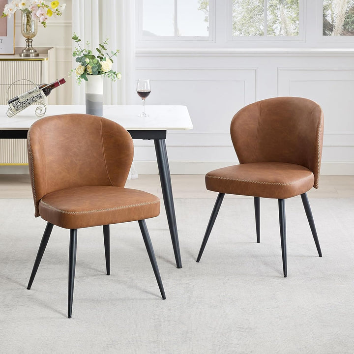 6XPCS Chaises de salle à manger en cuir PU , chaises de salle à manger et de cuisine modernes, capacité de charge de 150KG Chaises d 6XPCS Chaises de salle à manger en cuir PU , chaises de salle à manger et de cuisine modernes, capacité de charge de 150KG Chaises d'appoint tapissées avec pieds en acier-MARRON (2, marron, Moyen)