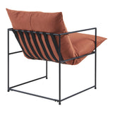 [en.casa] Fauteuil Confortable avec Coussins Rembourrés Housse Amovible et Lavable Siège Stable Design Intemporel pour Salon Chambre Bureau Métal Polyester 90 x 61 x 70 cm Noir Orange