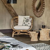 Generico Fauteuil avec coussin en rotin Farah blanc Mobilier d'intérieur,Mobilier de jardin