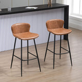 HOMCOM Lot de 2 tabourets de Bar Assise en Similicuir Hauteur 76 cm avec Repose-Pieds en Acier et Dossier Design Vintage - Marron