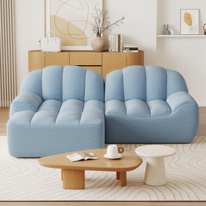 KOMHTOM Canapé Modulaire en Velours Côtelé, Canapé Salon Moderne, Coussin d KOMHTOM Canapé Modulaire en Velours Côtelé, Canapé Salon Moderne, Coussin d'assise Confortable en Mousse Haute Densité 32D, Canapé Combinable Librement (Bleu, 2 Places en L)