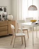 Lot de 2 Chaises en MDF Blanc et Bois d'Hévéa Clair de Style Scandinave Santos