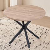 BenyLed Table Ronde avec Pieds Robustes en Forme de X, 100cm*100cm*76.5cm pour Cuisine, Petit Espace, Appartement (Grain de Bois Clair)