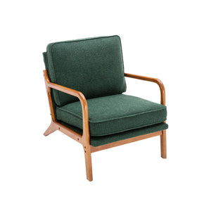 SUPPNEED Fauteuil lounge Mid Century moderne Accent Chair, fauteuil en bois pour salon, chambre à coucher (émeraude et chenille)