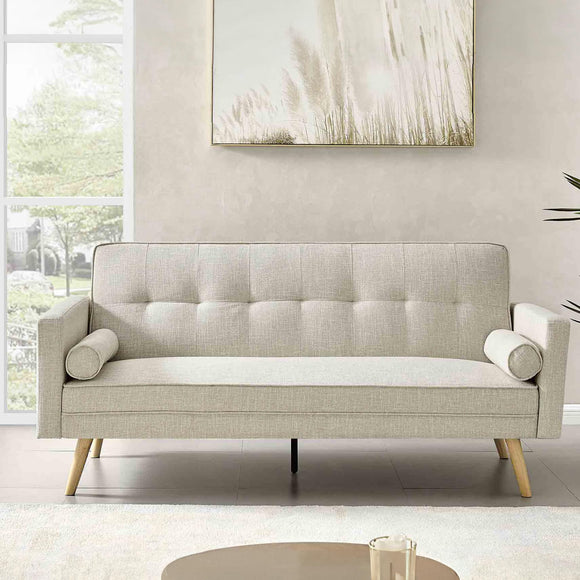 Mobilier-Deco Victoria - Canapé clic clac Design 3 Places en Tissu Beige