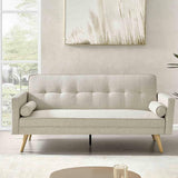 Mobilier-Deco Victoria - Canapé clic clac Design 3 Places en Tissu Beige