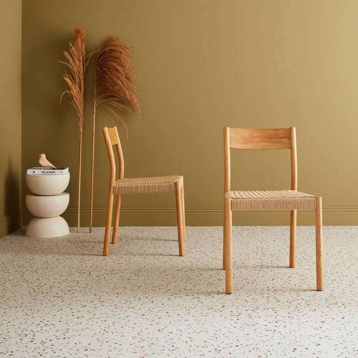 Alice Alice's Home - Lot de 2 chaises Naturelles en Bois et Cordage. Ella. L 49.5 x P 53 x H 82cm