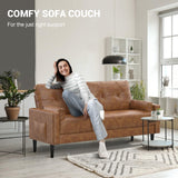 Aotumm Ciort Canapé 2 places, moderne avec coussins épais, 2 oreillers et 2 poches de rangement, canapé en cuir confortable pour salon, chambre à coucher, bureau, montage facile, petit canapé 2 places
