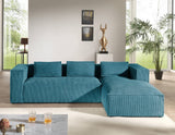 Lisa Design - Canapé d'angle Droit - Stella en Velours Côtelé - Sofa Bleu Canard 4 Places - Salon