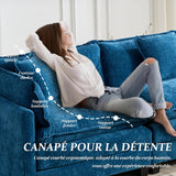 SoarFlash Canapé modulaire 2 Places 198 cm en Chenille Bleue avec Coussins