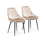 Kare Design Chaise East Side, Beige/Noir, Aspect Velours, Lot de 2, Élégant, Chaises Salle a Manger, Deco Intérieur, Decoration Chambre, Cuisine, 83x48x57 cm (H/L/P)