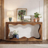 Tribesigns Table console de ferme de 160 cm avec rangement, table de canapé derrière le canapé, longue table d'entrée, table console étroite, table de couloir pour entrée, salon, marron