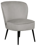 Fauteuil Bas en Velours Gris Clair sans Accoudoirs Pieds Obliques en Métal Noir Voss