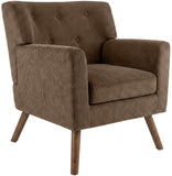 CLP Fauteuil Rembourre en Velours cotele Kioni avec accoudoirs, Fauteuil Bergere Jusqu a 150 kg, Fauteuil Relax et TV pour Salon Couleur:Marron foncé
