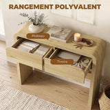HOMCOM Table Console avec 2 Tiroirs Console 100 x 30 x 85 cm Bois Naturel