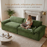 Vesgantti 260 cm Compressible canapé, Canapé 3 Places avec Assise Profonde, Velours Côtelé, Moderne modulable Cloud, pour Salon, Chambre d’Amis, Aucun Assemblage requis, Vert
