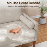 Vesgantti Petit Canapé 2 Places en Lin Ashbeige 121cm Coussin à Ressorts, Accoudoirs, Salon Moderne, Causeuse Fixe