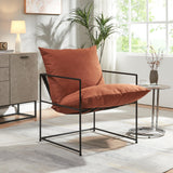 [en.casa] Fauteuil Confortable avec Coussins Rembourrés Housse Amovible et Lavable Siège Stable Design Intemporel pour Salon Chambre Bureau Métal Polyester 90 x 61 x 70 cm Noir Orange