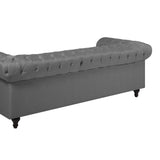 Beliani Canapé 3 Places en Tissu Gris Clair Chesterfield BIG