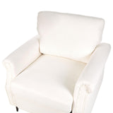 Fauteuil en Tissu Rembourré Blanc et Pieds en Métal Noir Salon Rétro Vietas