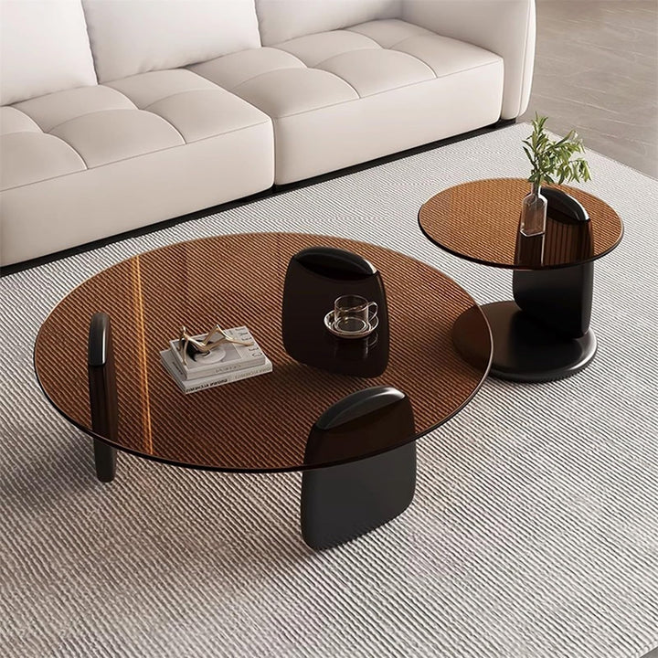 JJPSQHRV Petite Table Basse Table d JJPSQHRV Petite Table Basse Table d'appoint Ronde Table Centrale en Bois Massif Ensemble de 2 canapé Moderne Bureau Table à thé Table d'appoint for Salon Chambre Bureau à Domicile(Brown,80cm)