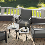 Outsunny Lot de 2 tables basses de balcon en acier - Résistantes aux intempéries - Design géométrique - Pour extérieur, jardin, terrasse, balcon - Noir