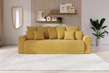 BAÏTA Canapé Droit Convertible Nova 3 Places en Velours côtelé Jaune