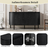 Merax Buffet moderne en bois 145 x 43 x 78 cm avec étagères réglables et pieds en métal, idéal pour le salon et la salle à manger, noir