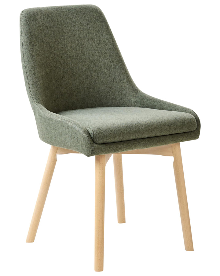 Beliani Lot de 2 Chaises de Salle à Manger Pieds Bois Massif Siège Rembourré en Tissu Polyester Vert Foncé Melfort Beliani Lot de 2 Chaises de Salle à Manger Pieds Bois Massif Siège Rembourré en Tissu Polyester Vert Foncé Melfort