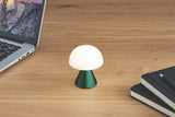 LEXON MINA Mini Lampe Champignon sans fil rechargeable, lampe LED à poser ou de chevet, à variateur d'intensité, jusqu'à 12h d'autonomie - Vert Sombre