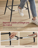 VASAGLE Tabourets de Bar, Lot de 2, Tabourets de Cuisine, Ergonomique, PU, Structure Métallique avec Pieds Réglables Articulés, 73 cm de Hauteur, Bar, Montage Facile, Marron Chameau LBC888K01