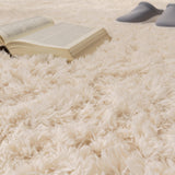 Paco Home Tapis De Salon Poils Longs Fausse Fourrure Shaggy Moelleux Monochrome, Dimension:160x220 cm, Couleur:Crème