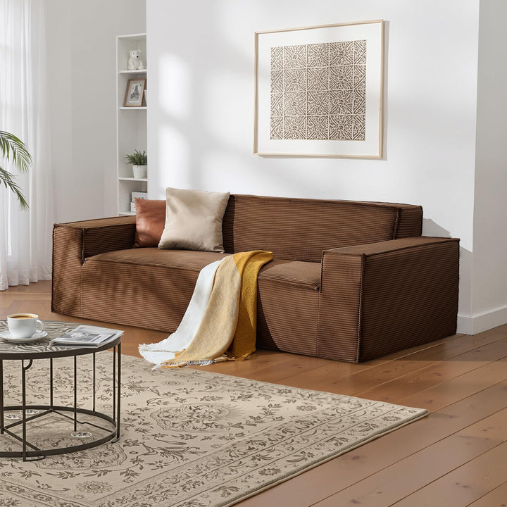 VEVOR Canapé Moderne 2110 mm, canapé Nuage Confortable en Velours côtelé avec assises Profondes, Grand Sofa de Salon Moelleux avec Larges accoudoirs, pour Chambre, Appartement et Bureau, Marron VEVOR Canapé Moderne 2110 mm, canapé Nuage Confortable en Velours côtelé avec assises Profondes, Grand Sofa de Salon Moelleux avec Larges accoudoirs, pour Chambre, Appartement et Bureau, Marron