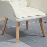 HOMCOM Fauteuil de salon Fauteuil à oreilles Fauteuil de relaxation avec pieds en caoutchouc, fauteuil de lecture avec aspect velours, fauteuil rembourré pour chambre à coucher, scandinave, blanc