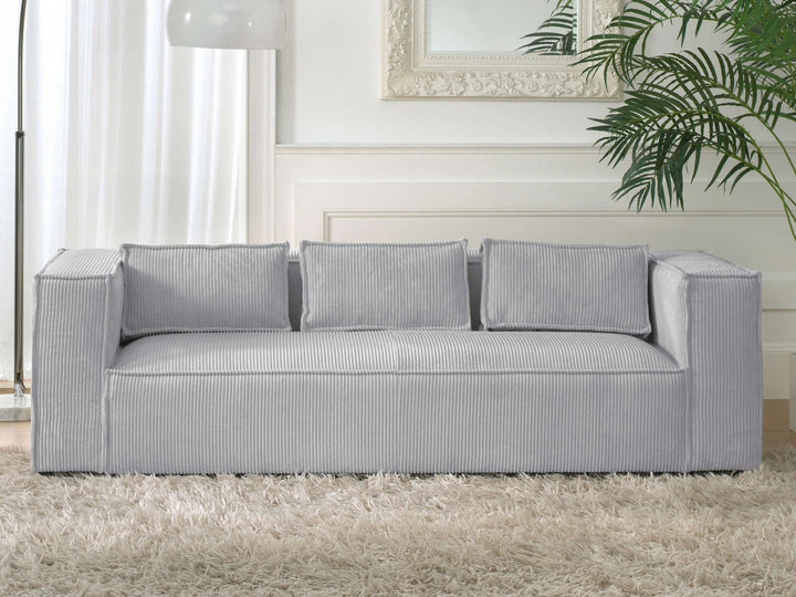 Lisa Design - Canapé Stella en Velours Côtelé - Sofa Gris Clair 3 Places - Salon Lisa Design - Canapé Stella en Velours Côtelé - Sofa Gris Clair 3 Places - Salon