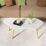 Yokawe Table basse moderne en forme de nuage pour salon, petite table centrale avec 4 pieds, pour espaces compacts et décoration du milieu du siècle, blanche, 80 cm