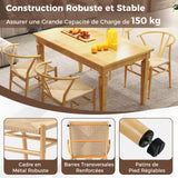 COSTWAY Chaise Wishbone Style Scandinave, Chaises avec Cadre en Métal, Dossier en Y, Assise Tressée, Chaise Design pour Salle à Manger, Salon, Bureau (Naturel,2)
