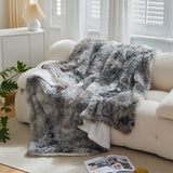 Wajade Couverture en Fausse Cachemire Fourrure en Peluche, Gris Crème, Couverture Polaire Haute Qualité, Poil Long Douce et Confortable, Plaid Canape 160 x 200 cm