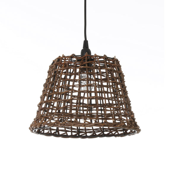 Luminaire Delhi, suspension rotin, 60 W, marron, ø29 x H25 cm
