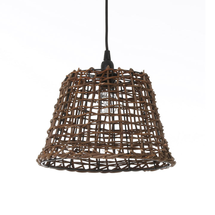 Luminaire Delhi, suspension rotin, 60 W, marron, ø29 x H25 cm