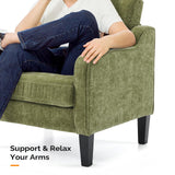 VINGLI Chaise d'appoint vert olive pour salon, chambre à coucher – Fauteuil moderne du milieu du siècle, siège rembourré confortable pour appartement, salle d'attente