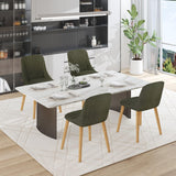 Goeurvant Chaises Salle à Manger Pieds Bois Lot de 4, Chaises Lin de Cuisine avec Dossier, Chaises Salon Modernes et Moelleuse, Vertes