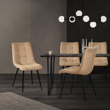 ML-Design Set de 2 Chaises de Salle à Manger Marron Clair, avec Revêtement en Tissu Polyester et Pieds Métalliques Noirs, Chaises de Cuisine avec Dossier, Chaises Rembourrées pour Salon Bureau
